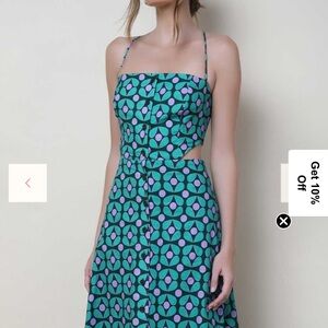 NWT Hutch Juniper Linen Midi Cut Out Back Dress Size 6